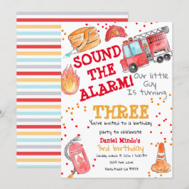 Niedlicher Feuerwehrmann, Feuerwehrauto zum Geburt Einladung