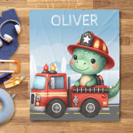 Niedlicher Feuerwehrmann Trex Dinosaur Fleecedecke