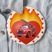 Niedlicher Feuerwehrwagen Valentinstag Button (Beispiel)