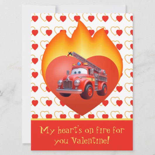 Niedlicher Feuerwehrwagen Valentinstag Feiertagskarte (Vorderseite)