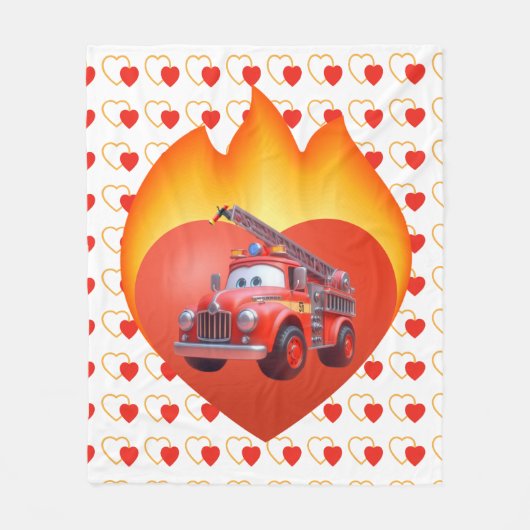 Niedlicher Feuerwehrwagen Valentinstag Fleecedecke (Vorderseite)