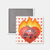 Niedlicher Feuerwehrwagen Valentinstag Magnet (Vorderseite/Rückseite)