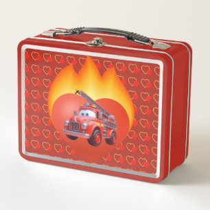 Niedlicher Feuerwehrwagen Valentinstag Metall Brotdose