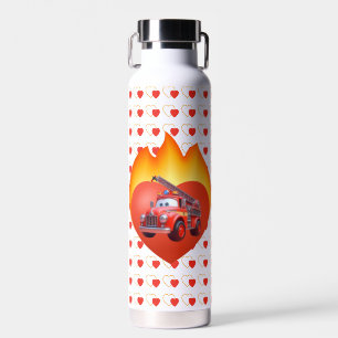 Niedlicher Feuerwehrwagen Valentinstag Trinkflasche