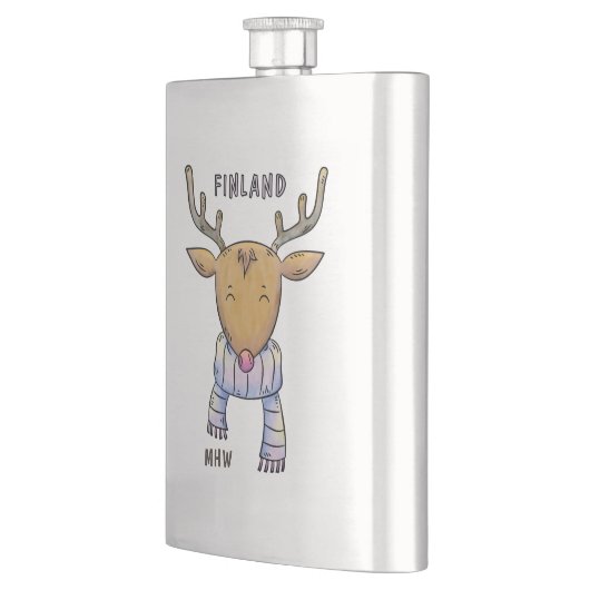 Niedlicher Finnischer Reindeer-Messkolben Flachmann (Links)