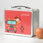 Niedlicher Firefighter * Wählen Sie Ihre Hintergru Metall Lunch Box (Beispiel)