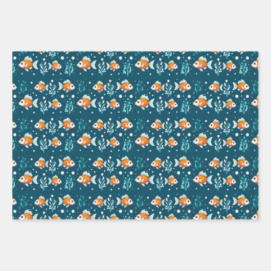 Niedlicher Fisch Geschenkpapier Set (Vorderseite 3)