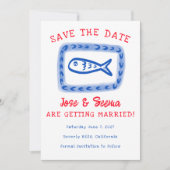 Niedlicher Fisch Hand gezeichnet Süß Red Blue Cust Save The Date (Vorderseite)