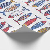 Niedlicher Fisch. Hintergrund für Kinder. Nahtlose Geschenkpapier (Ecke)