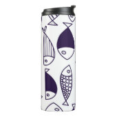 Niedlicher Fisch. Hintergrund für Kinder. Nahtlose Thermosbecher (Nach links gedreht)