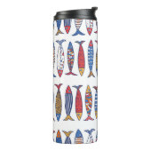 Niedlicher Fisch. Hintergrund für Kinder. Nahtlose Thermosbecher (Nach links gedreht)