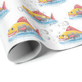 Niedlicher Fisch in Blasen Geschenkpapier (Rolleneckpunkt)