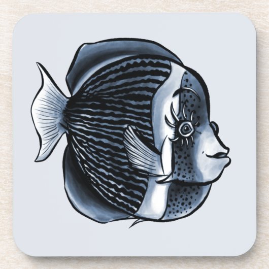 Niedlicher Fisch mit Augenbrauen Tropenfisch Getränkeuntersetzer (Vorderseite)