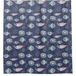 Niedlicher Fisch Muster Duschvorhang