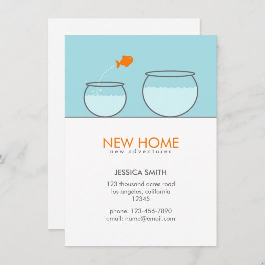 Niedlicher Fisch Neue Zuhause Funny Ankündigung (Vorne/Hinten)