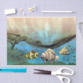 Niedlicher Fisch unter Wasser Seidenpapier (Handwerk)