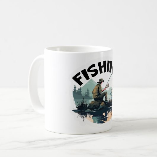 Niedlicher Fischfang Kaffeetasse (Vorderseite Links)
