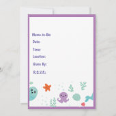 Niedlicher Fischtopus Minze Grüne Lila Babydusche Einladung (Rückseite)