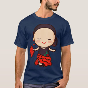 Niedlicher Flamenco-Tänzer in traditionellem Kleid T-Shirt