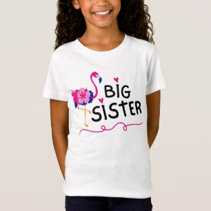 Niedlicher Flamingo Big Sister T - Shirt für Mädch