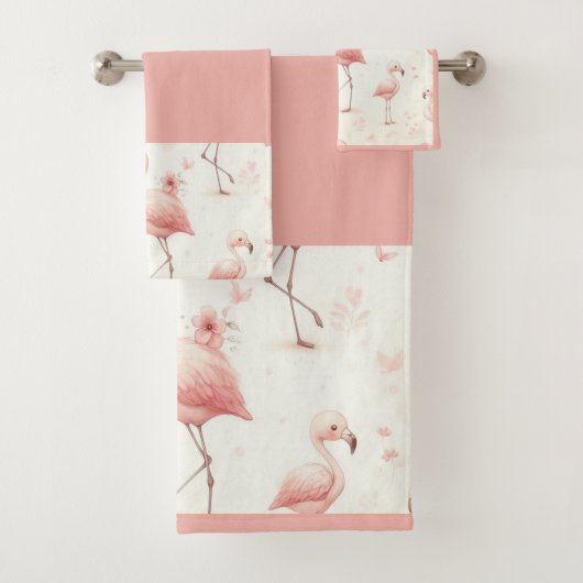 Niedlicher Flamingo Flock Badhandtuch Set (Insitu)