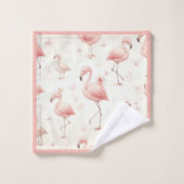 Niedlicher Flamingo Flock Badhandtuch Set (Waschlappen)