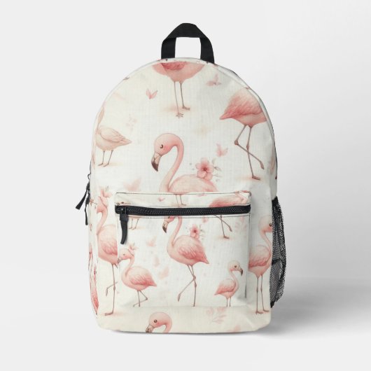 Niedlicher Flamingo Flock Bedruckter Rucksack (Vorderseite)