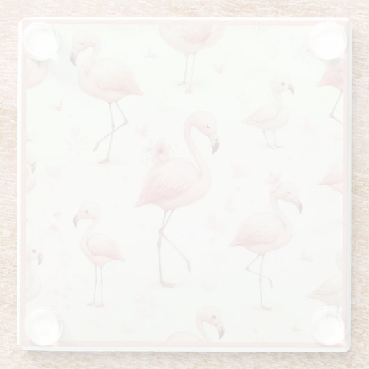 Niedlicher Flamingo Flock Glasuntersetzer (Rückseite)
