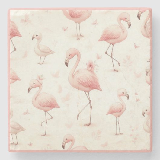 Niedlicher Flamingo Flock Steinuntersetzer (Vorderseite)