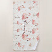 Niedlicher Flamingo Flock Strandtuch (Vorderseite)