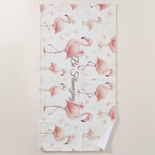 Niedlicher Flamingo Flock Strandtuch (Vorderseite)