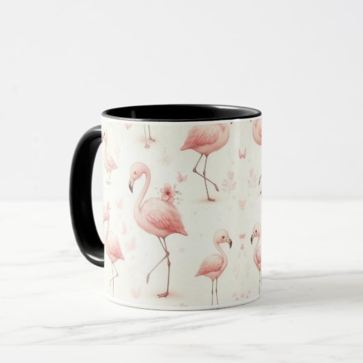 Niedlicher Flamingo Flock Tasse (Vorderseite Links)