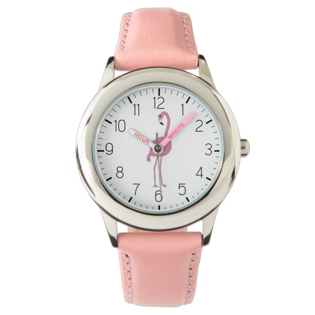 niedlicher Flamingo-Girl Armbanduhr (Vorderseite)