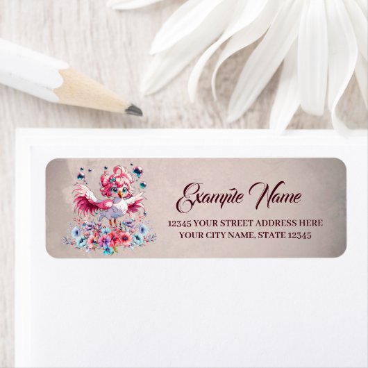 Niedlicher Flamingo im Stil des Cartoon, (Insitu)