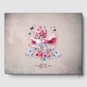 Niedlicher Flamingo im Stil des Cartoon, Gästebuch (Rückseite)