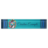 Niedlicher Flamingo mit einem farbenfrohen Sommerh Namensplakette (Vorderseite)