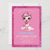 Niedlicher Flamingo mit Krongeburtstag Einladung (Vorderseite)