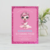 Niedlicher Flamingo mit Krongeburtstag Einladung (Stehend Vorderseite)