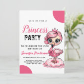 Niedlicher Flamingo mit Krongeburtstag Einladung (Stehend Vorderseite)