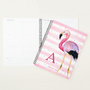 Niedlicher Flamingo Monogram Pink Strip Planer