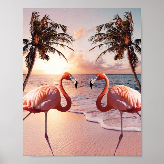 Niedlicher Flamingo Palm Tree Poster (Vorne)