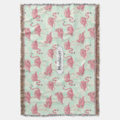 Niedlicher Flamingo Pattern individuelle Name werf Decke (Vorderseite Vertikal)