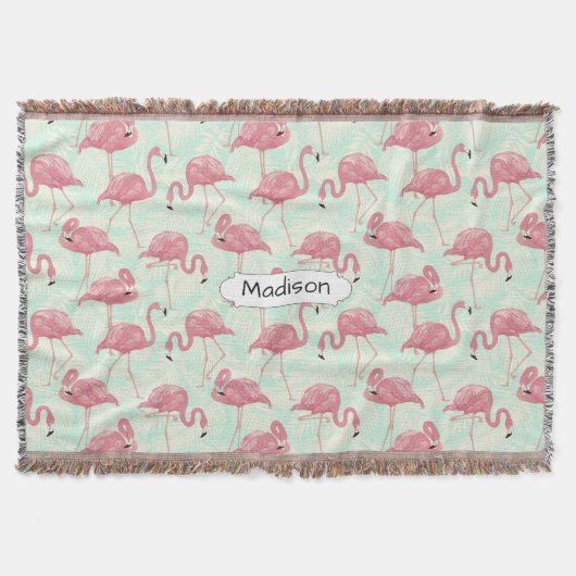 Niedlicher Flamingo Pattern individuelle Name werf Decke (Vorderseite)