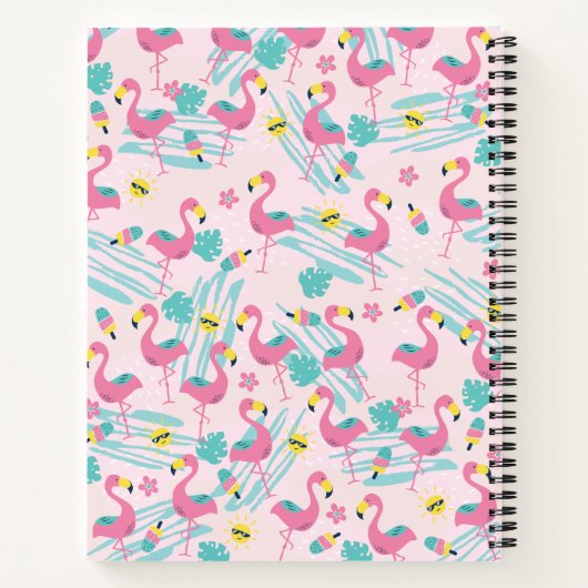 Niedlicher Flamingo Rosa Schwarz Tropisches Muster Notizblock (Rückseite)