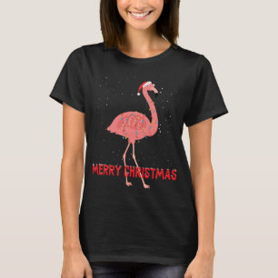 Niedlicher Flamingo Weihnachtsbaum Lichter T-Shirt