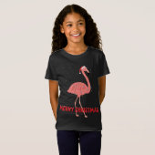 Niedlicher Flamingo Weihnachtsbaum Lichter T-Shirt (Vorne ganz)