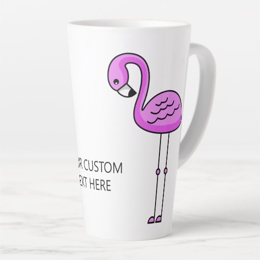 Niedlicher Flamingos benutzerdefinierter Text Latt Milchtasse (Rechte Ecke)