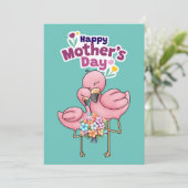 Niedlicher Flamingos Happy Mthers Day Feiertagskarte (Stehend Vorderseite)