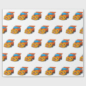 Niedlicher Flammenwagen|Hintergrundfarbe Geschenkpapier (Flach)