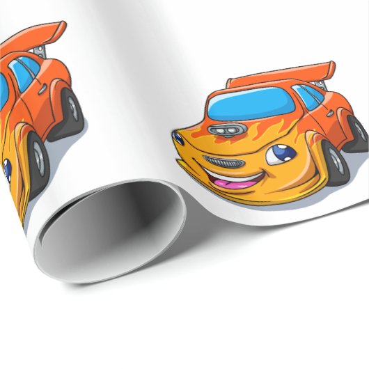 Niedlicher Flammenwagen|Hintergrundfarbe Geschenkpapier (Rolleneckpunkt)